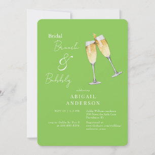 Lime Green Champagne Bruids Brunch Douche Kaart