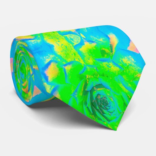 Lime Green Chartreuse Succulent Sedum Rosette Stropdas (Opgerold)