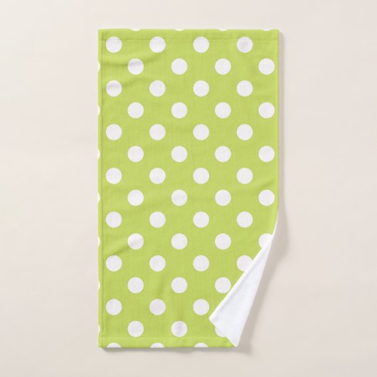 Lime Green Chartreuse & White Polka Dots Dot Dot Bad Handdoek (Handdoek)