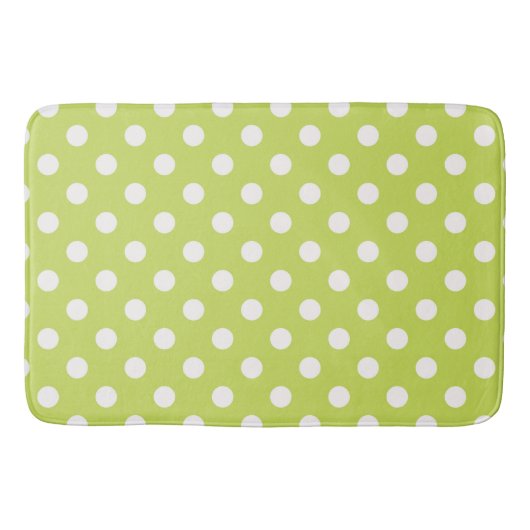 Lime Green Chartreuse & White Polka Dots Dot Dot Badmat (Voorkant)