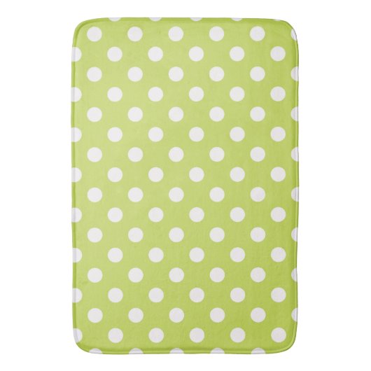 Lime Green Chartreuse & White Polka Dots Dot Dot Badmat (Voorkant Verticaal)