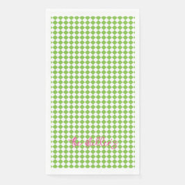 Lime Green Check Pink NAME Festive Fun Preppy Servet