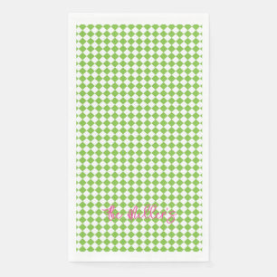 Lime Green Check Pink NAME Festive Fun Preppy Servet