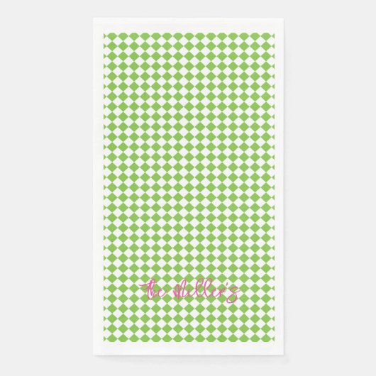 Lime Green Check Pink NAME Festive Fun Preppy Servet (Voorkant)