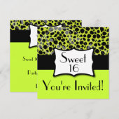 Lime Green Cheetah Sweet 16 Birthday Kaart (Voorkant / Achterkant)