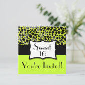 Lime Green Cheetah Sweet 16 Birthday Kaart (Staand voorkant)
