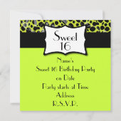Lime Green Cheetah Sweet 16 Birthday Kaart (Achterkant)