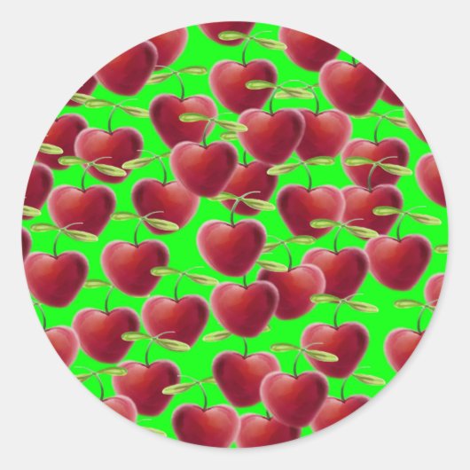 Lime Green Cherry Splash Ronde Sticker (Voorkant)