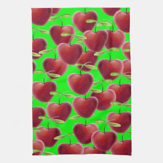 Lime Green Cherry Splash Theedoek (Verticaal)