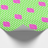 Lime Green Chevron Hot Pink Quatrefoil Monogram Cadeaupapier (Hoek)