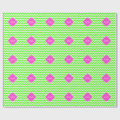 Lime Green Chevron Hot Pink Quatrefoil Monogram Cadeaupapier (Vlak)