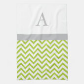 Lime Green Chevron Monogram Theedoek (Verticaal)