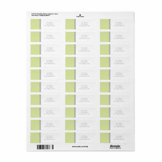 Lime Green Chevron Return Adress Etiket (Full Sheet)