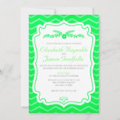 Lime Green Chevron Stripes Wedding Invitations Kaart (Voorkant)
