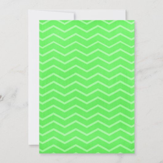 Lime Green Chevron Stripes Wedding Invitations Kaart (Achterkant)