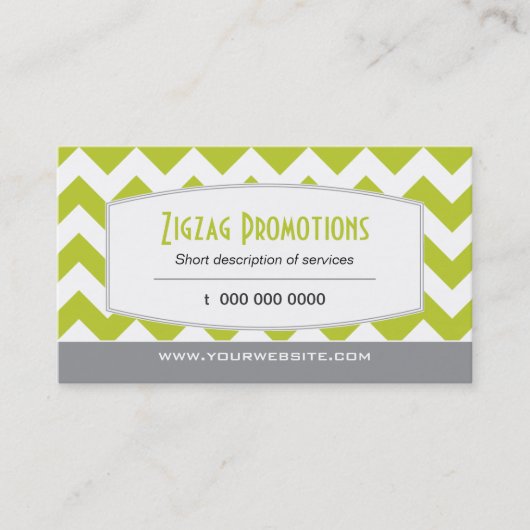 Lime Green Chevron Visitekaartje (Voorkant)