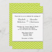 Lime Green Chevron Wedding Invitation Kaart (Voorkant / Achterkant)