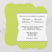 Lime Green Chevron Wedding Invitation Kaart (Voorkant / Achterkant)