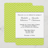 Lime Green Chevron Wedding Invitation Kaart (Voorkant / Achterkant)