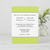 Lime Green Chevron Wedding Invitation Kaart (Staand voorkant)