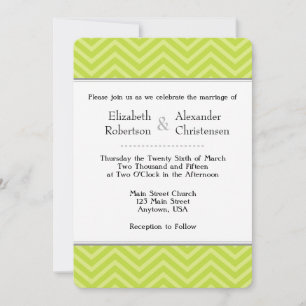 Lime Green Chevron Wedding Invitation Kaart
