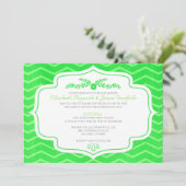 Lime Green Chevron Wedding Invitations Kaart (Staand voorkant)