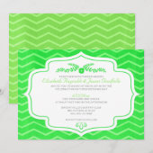 Lime Green Chevron Wedding Invitations Kaart (Voorkant / Achterkant)