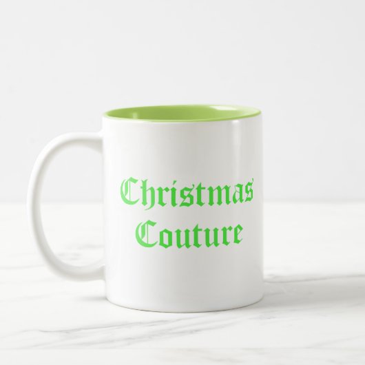 Lime Green Christmas Couture Tweekleurige Koffiemok (Links)