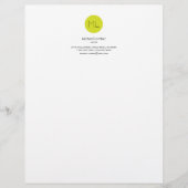 Lime Green Circle Monogram Top Letterhead Briefhoofd Ontwerp (Voorkant)