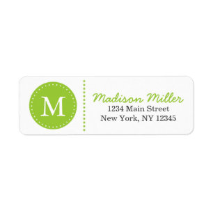 Lime Green Circle Stippen Aangepast monogram Etiket