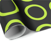 Lime Green Circles Black Cadeaupapier (Rol Hoek)