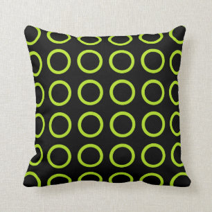 Lime Green Circles Black Kussen