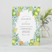 Lime Green Citrus Blossom Wedding Kaart (Staand voorkant)