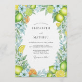 Lime Green Citrus Blossom Wedding Kaart (Voorkant)