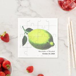 Lime Green Citrus Lemon Jigsaw Puzzle Wedding Servet