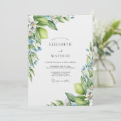 Lime Green Citrus Mediterranean Wedding Kaart (Staand voorkant)