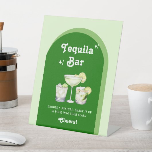 Lime Green Citrus Retro Tequila Bar Reclamebord Met Voetstuk (Insitu)