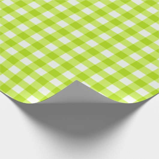Lime Green Classic Gingham Check Patroon Cadeaupapier (Hoek)