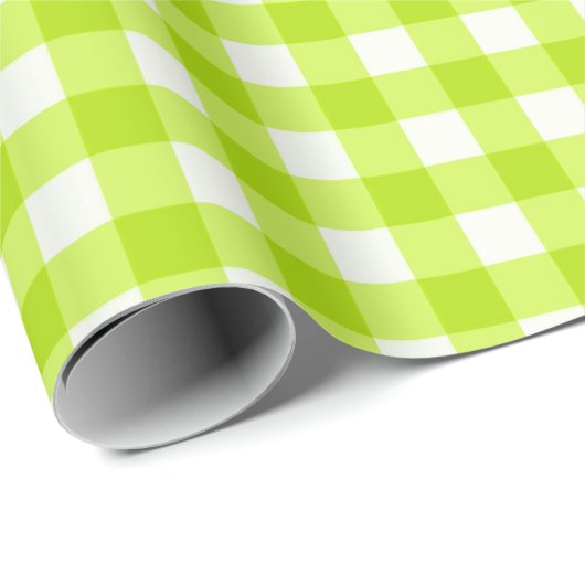 Lime Green Classic Gingham Check Patroon Cadeaupapier (Rol Hoek)