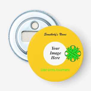 Lime Green Clover Ribbon Tmpl van Kenneth Yoncich Button Flesopener