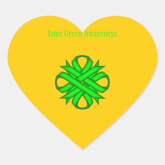 Lime Green Clover Ribbon van Kenneth Yoncich Hart Sticker (Voorkant)