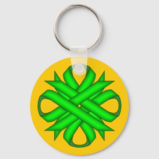 Lime Green Clover Ribbon van Kenneth Yoncich Sleutelhanger (Voorkant)