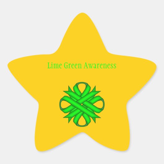 Lime Green Clover Ribbon van Kenneth Yoncich Ster Sticker (Voorkant)