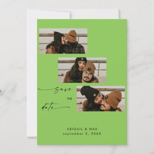 Lime Green Collage Fotobruiloft Bewaar de datum Save The Date (Voorkant)