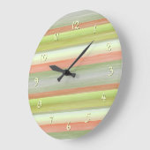 Lime Green Coral Oranje Waterverf Stripes Patroon Grote Klok (Hoek)