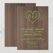 Lime Green Country Wedding Invitations Kaart (Voorkant / Achterkant)