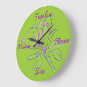 Lime Green Cursive Clock Grote Klok (Hoek)