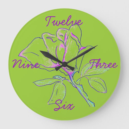 Lime Green Cursive Clock Grote Klok (Voorkant)