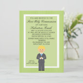 Lime Green Cute First Community Boy Invitation Kaart (Staand voorkant)