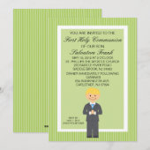 Lime Green Cute First Community Boy Invitation Kaart (Voorkant / Achterkant)